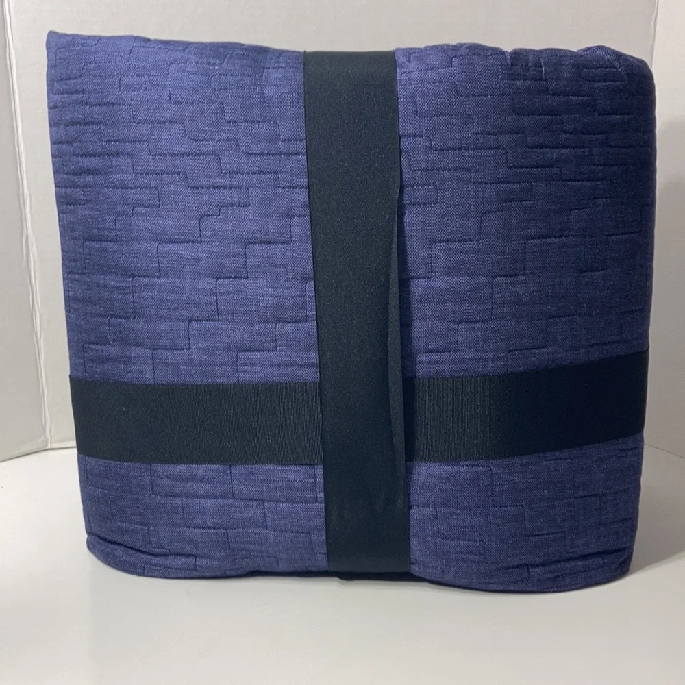 Attention Reversible Quilt King Blue Gray Chambray Look Geometric Quilting NWT